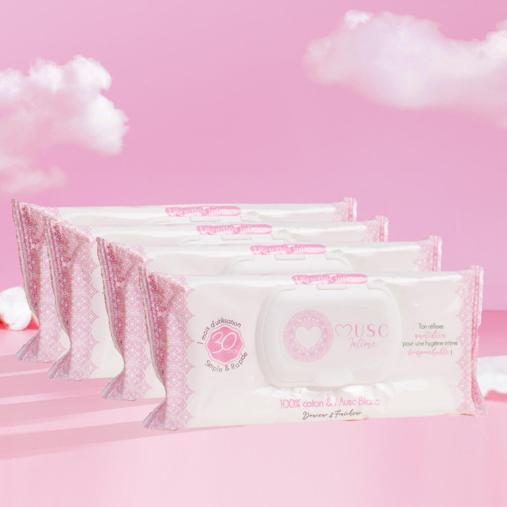 Lingettes toilette Intime au Musc Blanc x120 - lot de 4