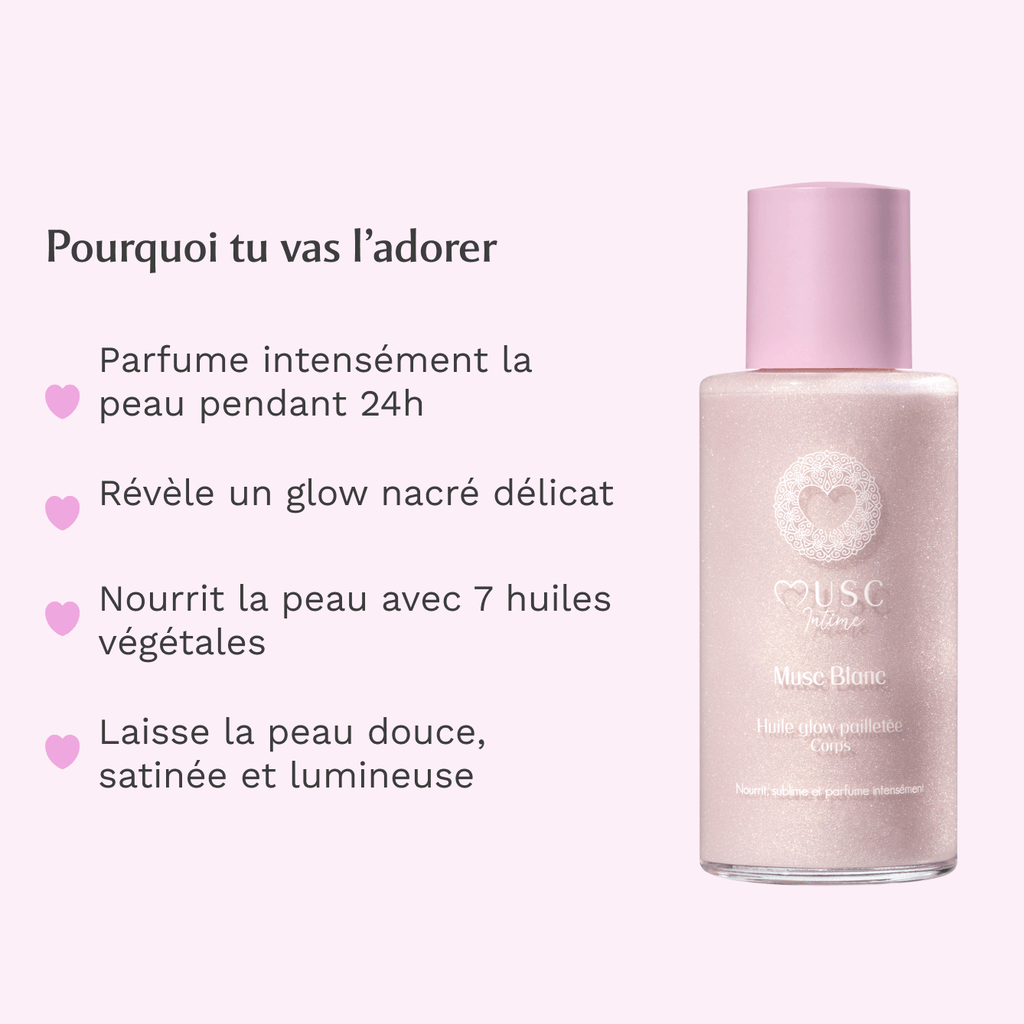 Huile Glow Pailletée Corps Musc Blanc